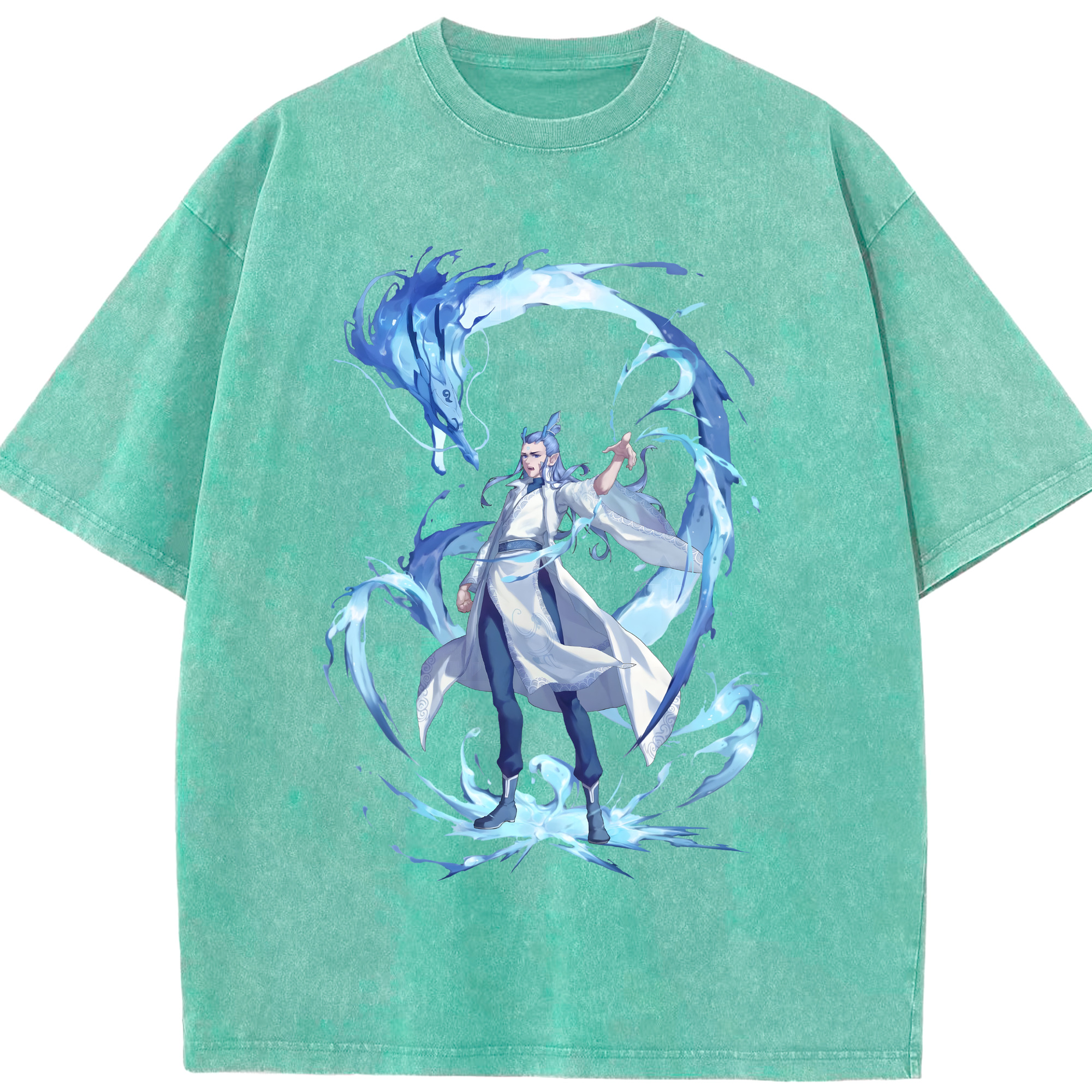 （画像用） Ne Zha 2 ナタ 魔童の大暴れ 綿100% ヴィンテージ風 半袖Tシャツ（フロントプリント）